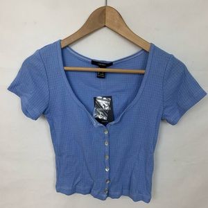 NWT F21 Blue Short Sleeve Crop Top